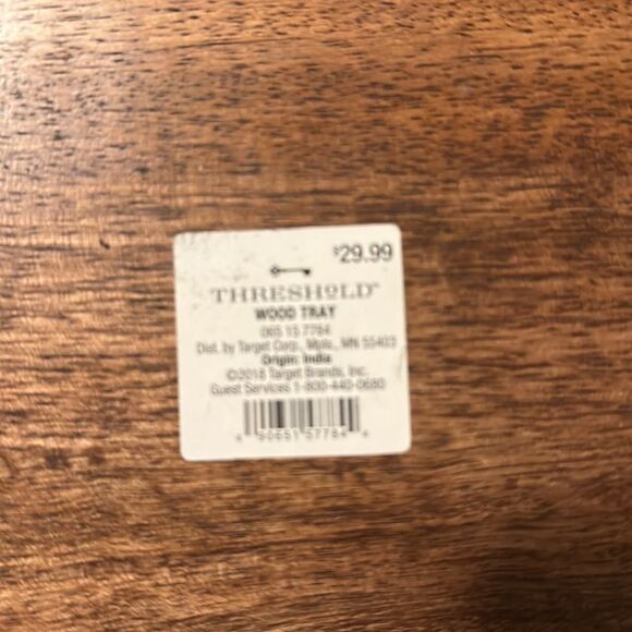 15.5” long wood serving tray with deep red top - Picture 4 of 4